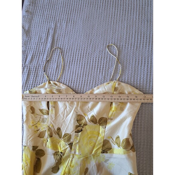 Banana Republic Yellow Floral 100% Silk Dress Spaghetti Straps Fit & Flare 8 - Picture 7 of 11